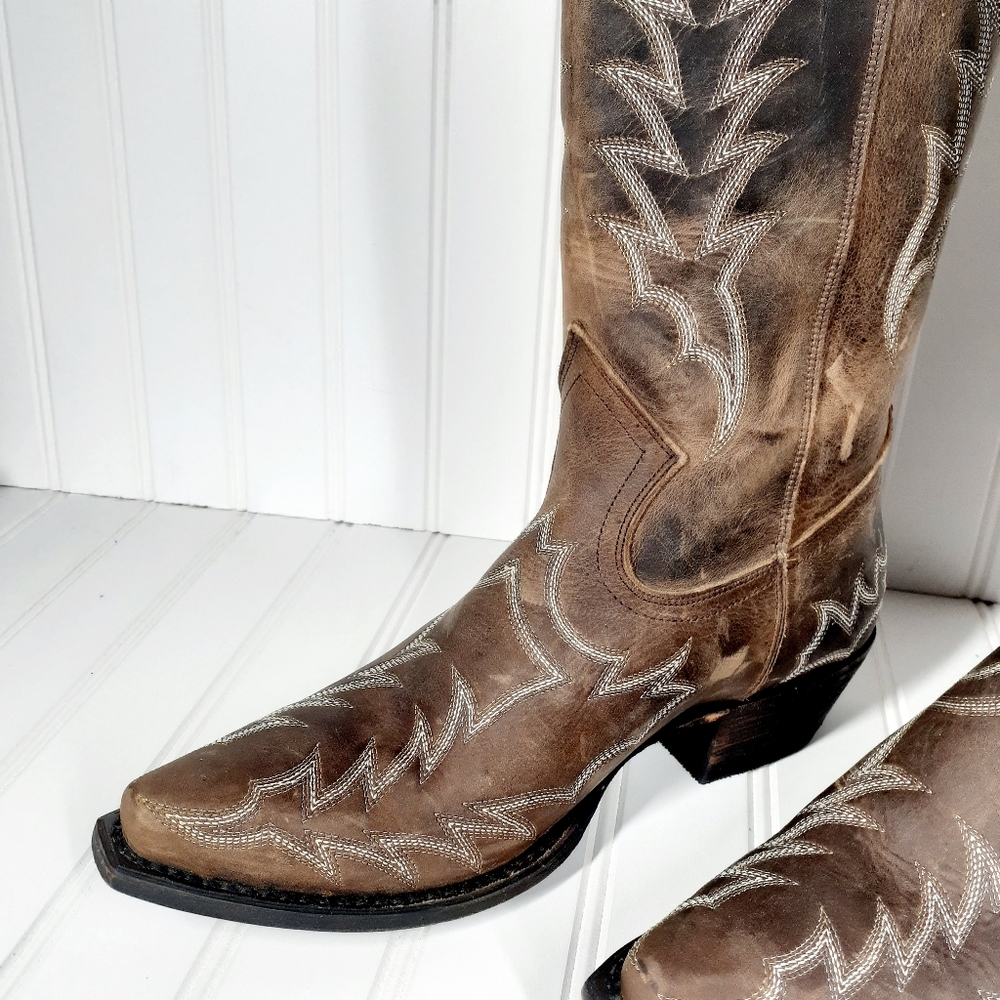 NEW Redneck Riviera Women’s Brown Leather Cowboy Western Boots - Picture 7 of 12